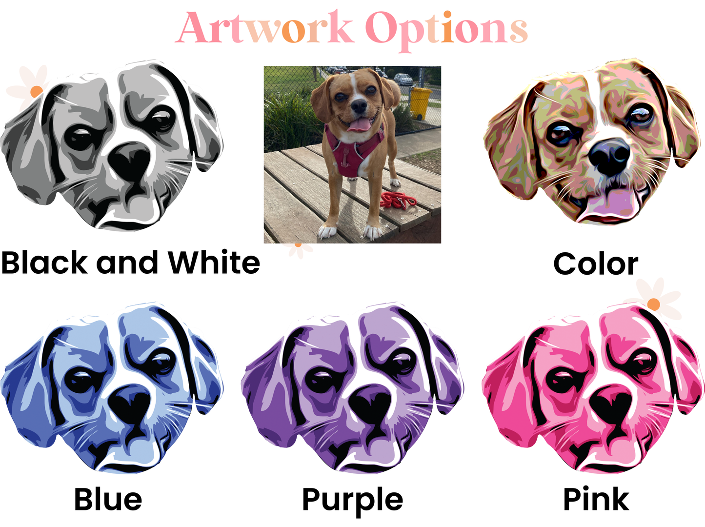 Custom Pet Portrait from photo. Personalized custom pop art of your beautiful pet. Perfect pet memorial. Amazing gift for dog & cat families - White 17oz Stainless Steel Water Bottle